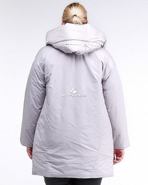 Женская зимняя молодежная куртка большого размера серого цвета 90-911_46Sr