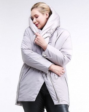 Женская зимняя молодежная куртка большого размера серого цвета