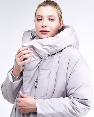 Женская зимняя молодежная куртка большого размера серого цвета