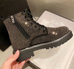 Ботинки со стразами(серебро)