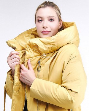 Женская зимняя молодежная куртка большого размера желтого цвета 90-911_56J