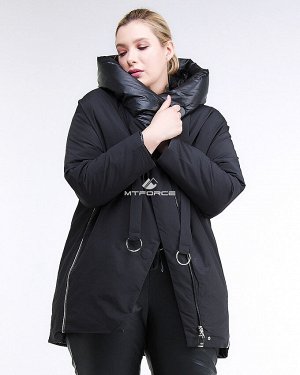 Женская зимняя молодежная куртка большого размера черного цвета 90-911_701Ch