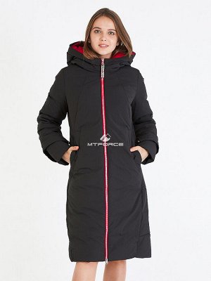 Женская зимняя классика куртка с капюшоном черного цвета 100-927_701Ch