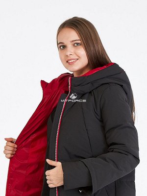 Женская зимняя классика куртка с капюшоном черного цвета 100-927_701Ch