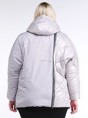 Женская зимняя классика куртка стеганная серого цвета 76-912_46Sr