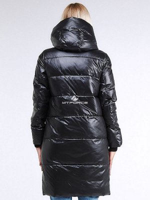 Женская зимняя молодежная куртка с капюшоном черного цвета 9179_01Ch