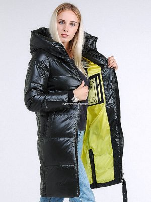 Женская зимняя молодежная куртка с капюшоном темно-серого цвета 9179_03TC