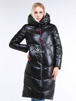 Женская зимняя молодежная куртка с капюшоном черного цвета 1969_01Ch
