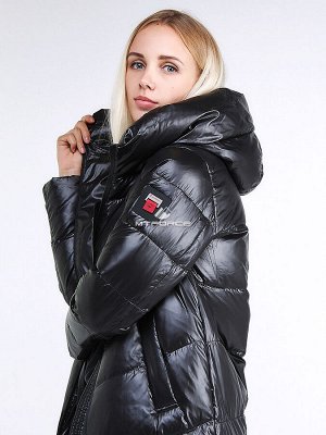 Женская зимняя молодежная куртка с капюшоном черного цвета 1969_01Ch