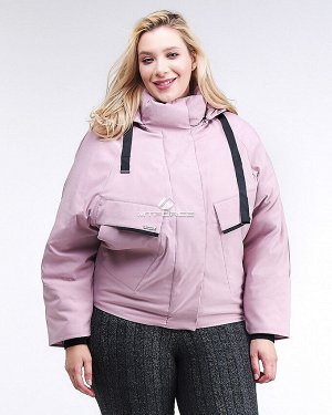 Женская зимняя классика куртка большого размера розового цвета 74-903_1R