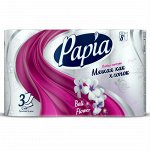 Туалетная бумага &quot;Papia&quot; Балийский цветок, 3слоя, 8 рулонов