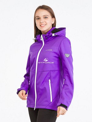 Женский осенний весенний костюм спортивный softshell фиолетового цвета 019077-1F