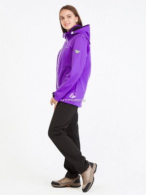 Женский осенний весенний костюм спортивный softshell фиолетового цвета 019077-1F
