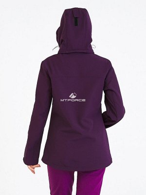 Женский осенний весенний костюм спортивный softshell темно-фиолетового цвета 019077TF