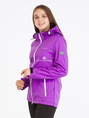 Женский осенний весенний костюм спортивный softshell фиолетового цвета 019077F