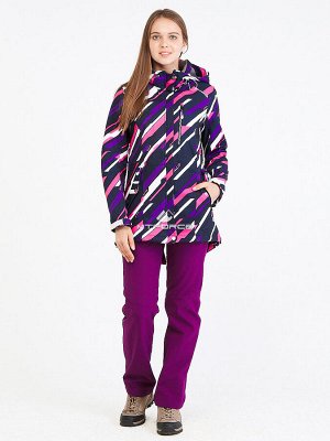 Женский осенний весенний костюм спортивный softshell фиолетового цвета 01923-1F