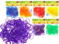 Набор цветных резиночек для плетения браслетов, п/э пакет, 300 резиночек, 1 цвет в упаковке, всего 6 цветов в коробке, АРОМАТИЗИРОВАННЫЕ