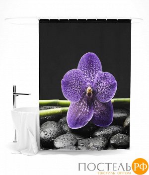 ШТОК056-14296 Шторка для ванной "Фиолетовая орхидея", 145х180 см оксфорд 145*180 БОПП пакет