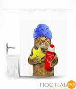ШТОК056-13785 Шторка для ванной &quot;Я следующий&quot;, 145х180 см оксфорд 145*180 БОПП пакет
