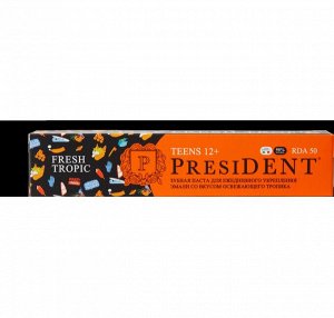 Зубная паста детская PRESIDENT 12+ Fresh tropic (50 RDA) 70 г
