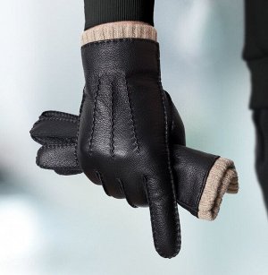 Мужские зимние перчатки из натуральной кожи