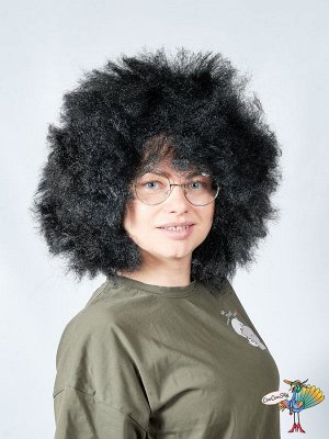 парик Древний человек кудри, черный, искусственный волос