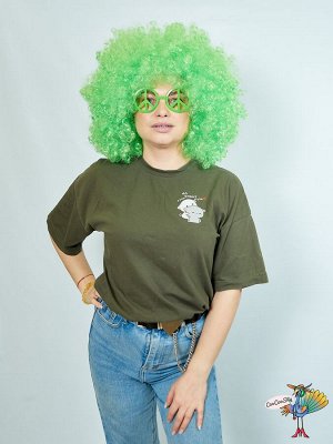 парик Африканские кудри зеленый, искусственный волос