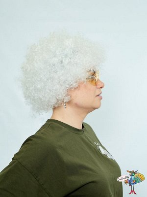 парик Африканка белый, кудри, искусственный волос