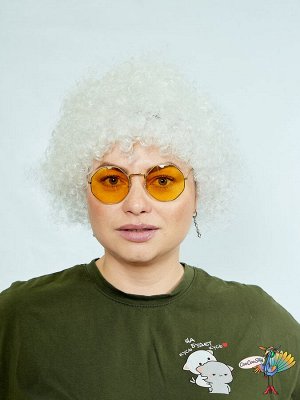 парик Африканка белый, кудри, искусственный волос