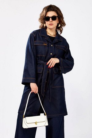 Плащ Плащ LADY SECRET 9008 синий 
Состав: ПЭ-26%; Хлопок-72%; Эластан-2%;
Сезон: Весна
Рост: 164

Джинсовый тренч midi - яркий представитель стиля, который никогда не выйдет из моды. Выполнен из хлоп