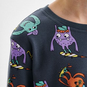 Пижама для мальчика, т.серый набивка монстры