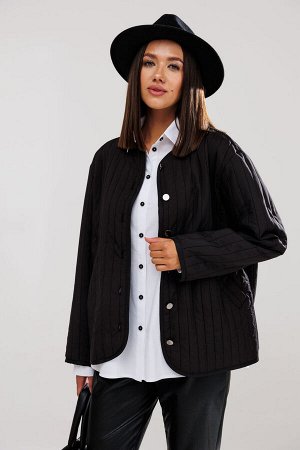 Куртка Куртка Lars Style 967 черный 
Состав: Вискоза-20%; ПЭ-75%; Спандекс-5%;
Сезон: Осень-Зима
Рост: 164

Жакет на подкладке из актуального стеганого полотна, прямого свободного силуэта с прибавкам