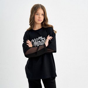 Джемпер для девочки, чёрный комбинированный