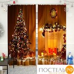 Фотошторы габардин 150*260, 2 полотна Новогодняя коллекция 44