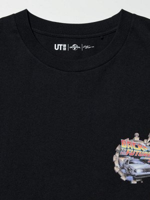 UNIQLO - хлопковая футболка c принтом фильма "Назад в будущее" - 09 BLACK