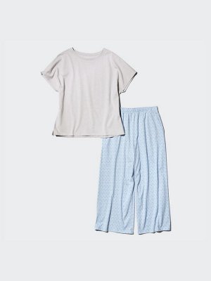 UNIQLO AIRism - домашний комплект из хлопка с коротким рукавом - 69 NAVY