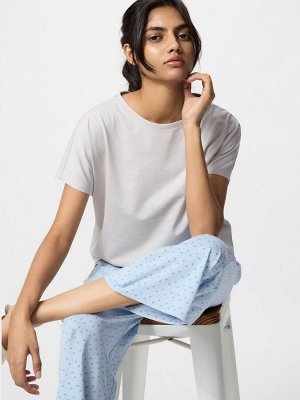UNIQLO AIRism - домашний комплект из хлопка с коротким рукавом - 02 LIGHTGRAY