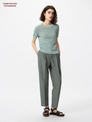 UNIQLO x Comptoir des Cotonniers - трикотажные брюки с защипами - 56 OLIVE