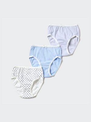 UNIQLO - комплект из трех хлопковых трусиков для девочек - 60 LIGHTBLUE