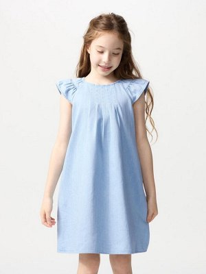 UNIQLO - джинсовое платье с оборками на рукавах - 62 BLUE
