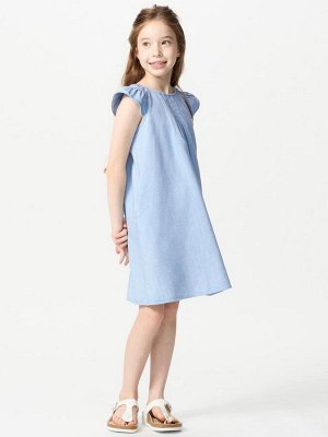 UNIQLO - джинсовое платье с оборками на рукавах - 62 BLUE