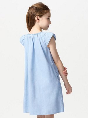 UNIQLO - джинсовое платье с оборками на рукавах - 62 BLUE