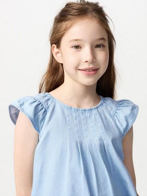 UNIQLO - джинсовое платье с оборками на рукавах - 62 BLUE
