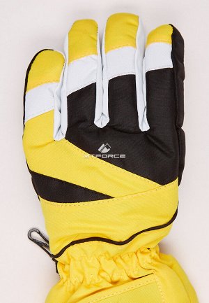 Унисекс зимние горнолыжные перчатки желтого цвета 323J