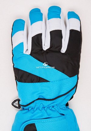 Унисекс зимние горнолыжные перчатки голубого цвета 323Gl