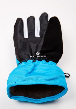 Унисекс зимние горнолыжные перчатки голубого цвета 323Gl