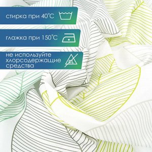 Штора для ванной комнаты и душа текстильная водоотталкивающая 180х180 см полиэстер (Листья орнамент)