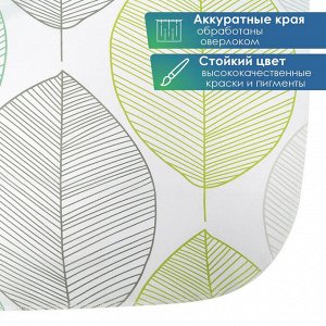 Штора для ванной комнаты и душа текстильная водоотталкивающая 180х180 см полиэстер (Листья орнамент)