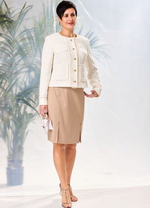Костюм Костюм LAIKONY 812/25 
Состав: Жакет: ПЭ-68%; Хлопок-30%; Эластан-2%; Юбка: Вискоза-32%; ПЭ-65%; Спандекс-2%;
Сезон: Весна
Рост: 164

Жакет женский, полуприлегающего силуэта,из буклированной т