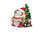 Ежик с елочкой на санках (стекло) 9х5,7х9,5 см